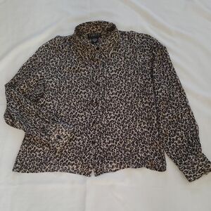 Finity Leopard Print 100%"Silk Blouse - Brown & Black 12